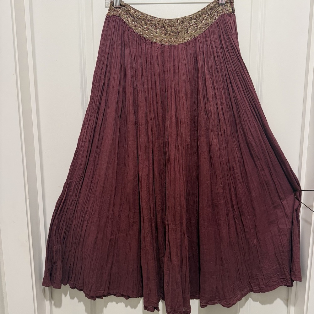 Vintage Hippie Boho Skirt Funky People Small Burgundy NWT
